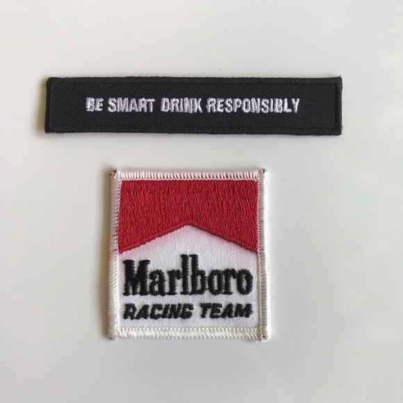 Vintage Marlboro Racing Team Patch + Drink Responsibly Patch - Picture 1 of 4